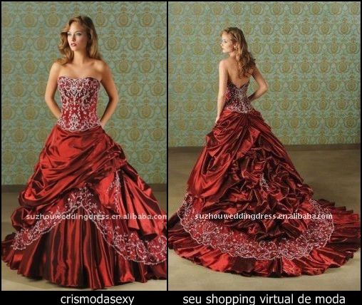 vestido  de noiva vermelho CP06